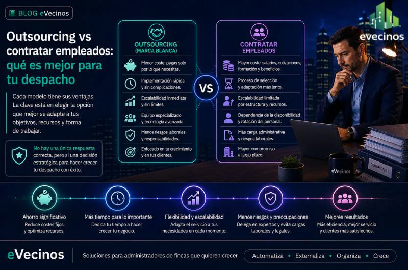 Outsourcing vs contratar empleados: qué es mejor para tu despacho
